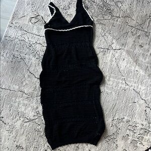 Forever 21 Black Crochet Coverup with White Trim